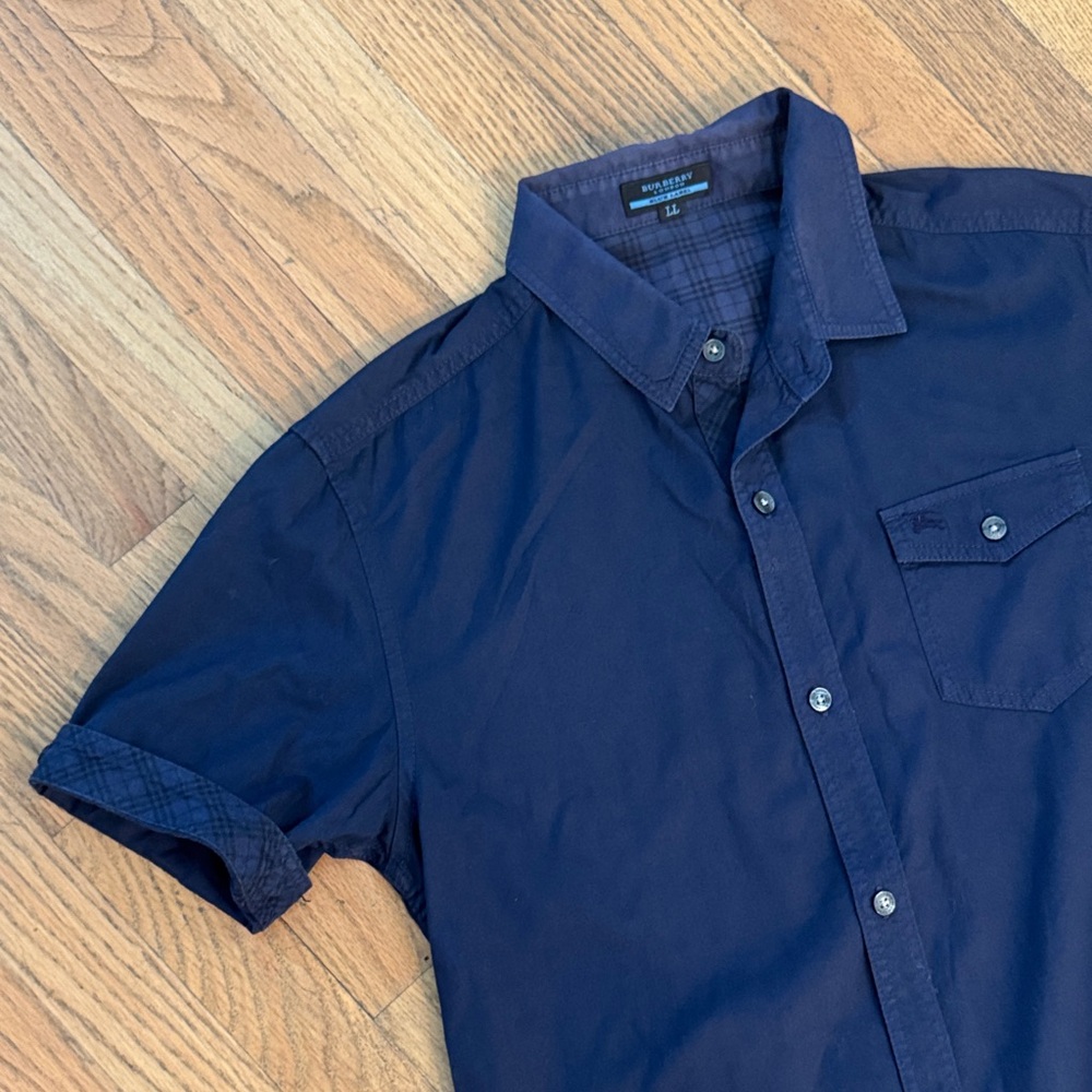 Burberry London Blue Label Men's Navy Blue Short Sleeve Shirt Size: LL  Japan - Picture 9 of 13